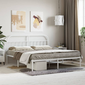 Estructura de cama con cabecero metal blanca 160x200 cm D