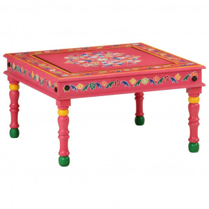 Mesa de centro madera maciza de mango rosa pintada a mano D