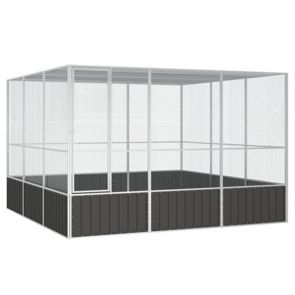 Gaiola para pássaros em aço galvanizado antracite 302,5x324,5x211,5 cm D