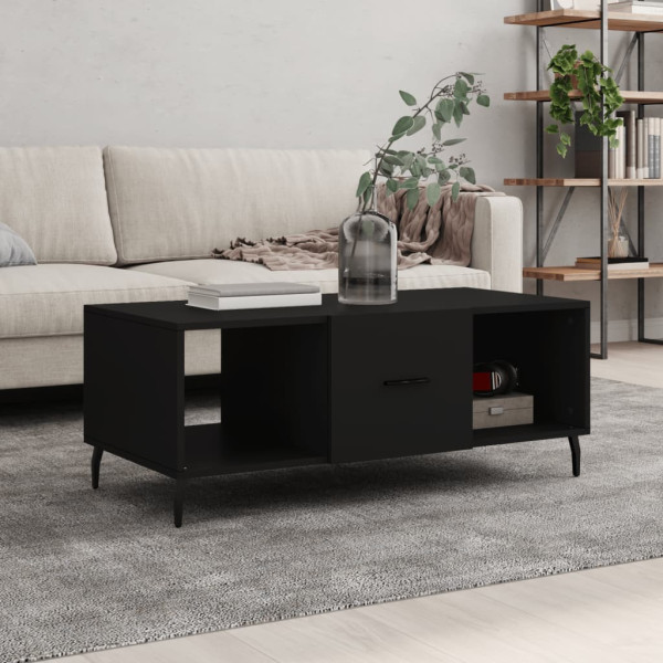 Mesa de centro madera contrachapada negro 102x50x40 cm D