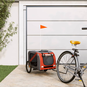 Reboque de bicicleta para cães ferro tecido Oxford laranja preto D