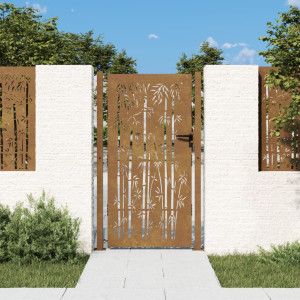 Porta do jardim aço corte design bambu 105x180 cm D