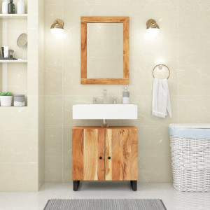 Mueble de lavabo madera acacia y madera ingeniería 62x33x58 cm D