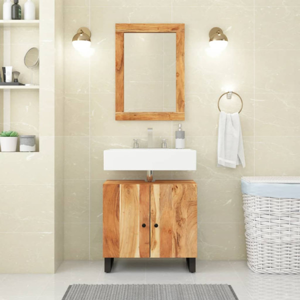 Mueble de lavabo madera acacia y madera ingeniería 62x33x58 cm D