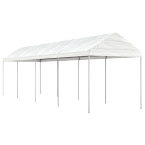 Cenador con techo polietileno blanco 8.92x2.28x2.69 m D