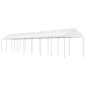 Cenador con techo polietileno blanco 17.84x2.28x2.69 m D