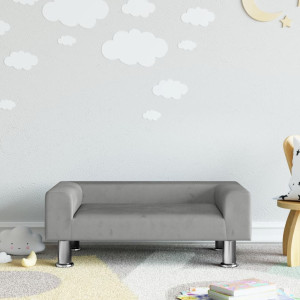 Sofá para niños de terciopelo gris claro 70x45x26.5 cm D