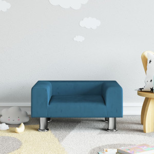 Sofá para niños de terciopelo azul 50x40x26.5 cm D