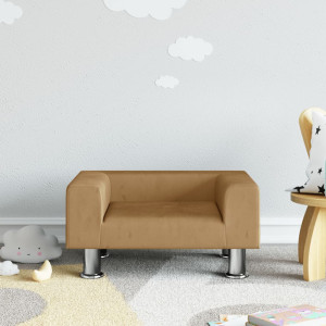 Sofá para niños de terciopelo marrón 50x40x26.5 cm D