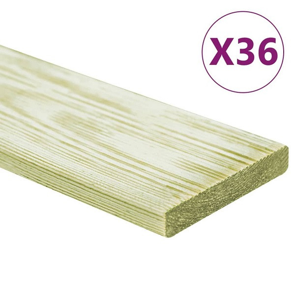 Tablas para terraza 36 uds madera de pino impregnada 4.32 m² 1m D