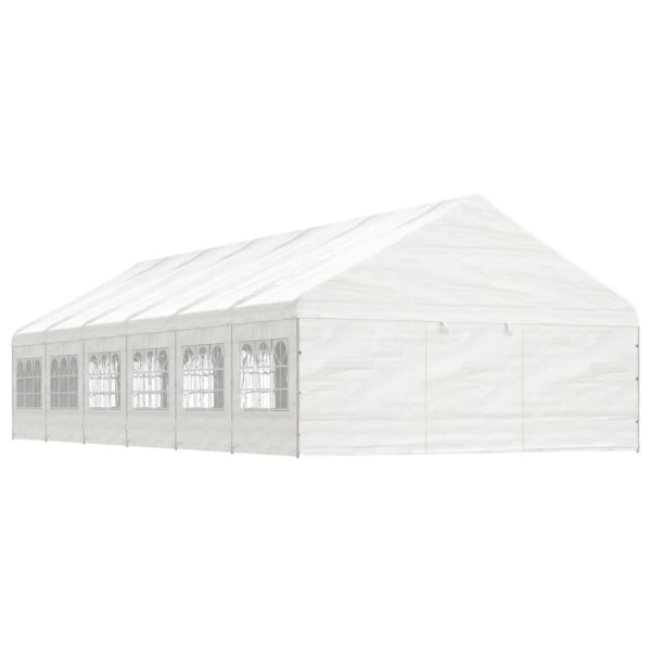 Cenador con techo polietileno blanco 13.38x5.88x3.75 m D