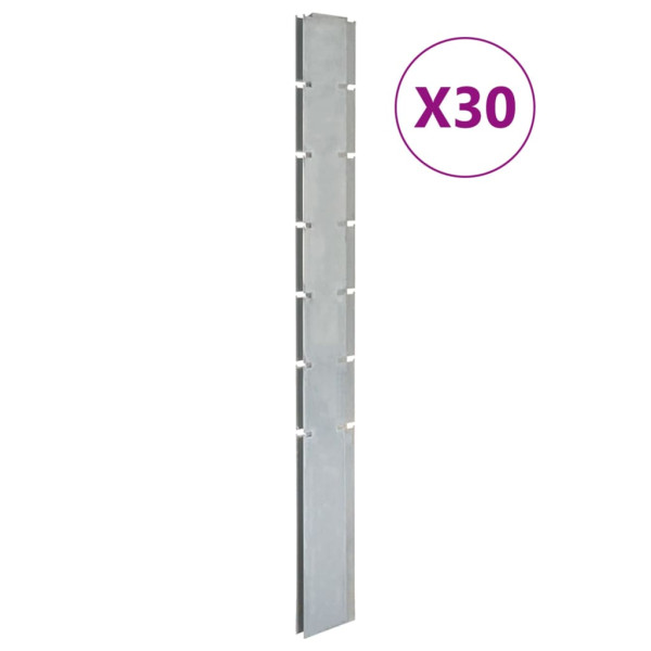 Cerca de jardim postes 30 pcs galvanizado aço prata 180 cm D