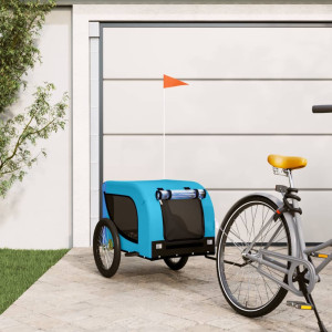 Remolque de bicicletas para cães tecido Oxford azul preto D