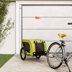 Remolque de bicicletas para cães tecido Oxford verde preto ferro D