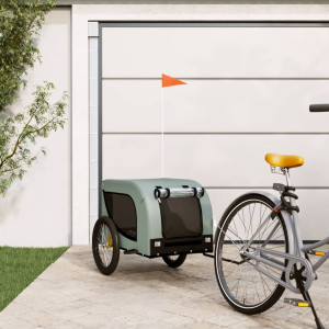 Remolque de bicicletas para cães tela de ferro Oxford cinza preto D