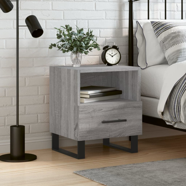 Mesa de cabeceira de madeira projetada cinza Sonoma 40x35x47,5 cm D