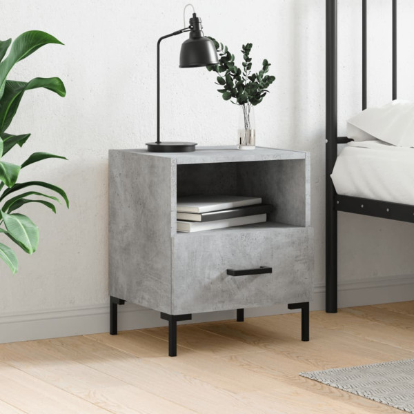 Mesa de cabeceira de madeira projetada cinza concreto 40x35x47,5 cm D