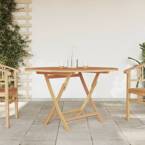 Mesa de jardín plegable madera maciza de teca Ø 120x75 cm D