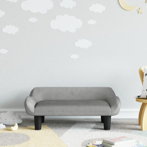 Sofá para niños de terciopelo gris claro 70x40x24 cm D