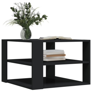 Mesa de centro madera de ingeniería negro 59.5x59.5x40 cm D
