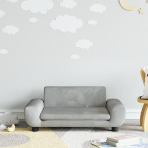 Sofá para niños de terciopelo gris claro 70x45x33 cm D
