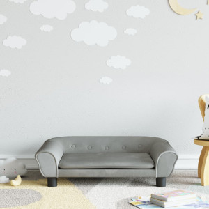 Sofá para niños de terciopelo gris claro 70x45x26 cm D