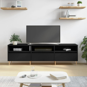Mueble de TV madera contrachapada negro 150x30x44.5 cm D