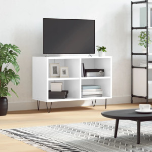 Mueble de TV madera de ingeniería blanco brillo 69.5x30x50 cm D