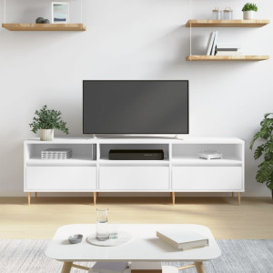 Mueble de TV madera contrachapada blanco 150x30x44.5 cm D