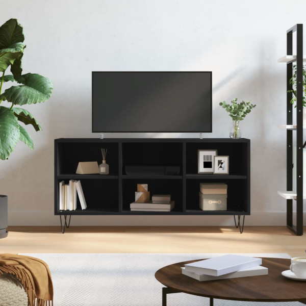 Armário de TV de madeira preta 103,5x30x50 cm D