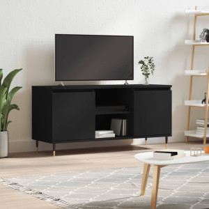 Mueble de TV madera de ingeniería negro 104x35x50 cm D