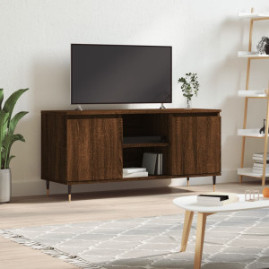Mueble de TV madera de ingeniería marrón roble 104x35x50 cm D