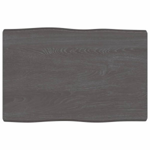 Tablero mesa madera tratada roble borde natural gris 60x40x4 cm D