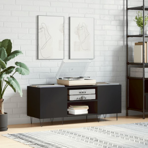 Mueble para discos madera contrachapada negro 121x38x48 cm D