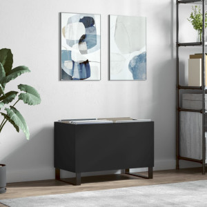 Mueble para discos madera contrachapada negro 74.5x38x48 cm D