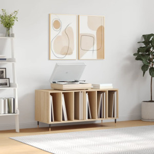 Mueble discos madera contrachapada roble Sonoma 100x38x48 cm D