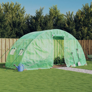 Invernadero con estructura de acero verde 10 m² 5x2x2.3 m D