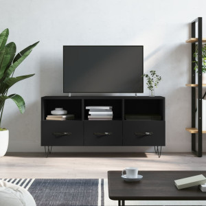 Mueble de TV madera de ingeniería negro 102x36x50 cm D