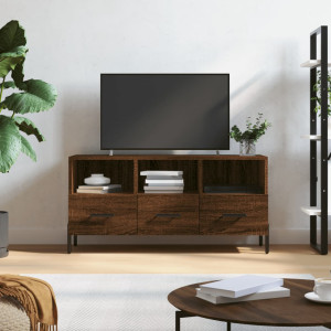 Mueble de TV madera de ingeniería marrón roble 102x36x50 cm D