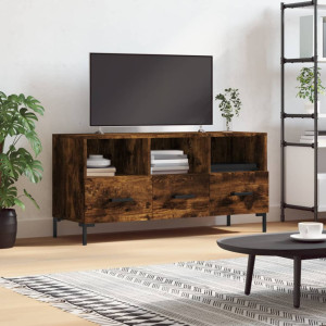 Mueble de TV madera de ingeniería roble ahumado 102x36x50 cm D