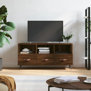 Mueble de TV madera de ingeniería marrón roble 102x36x50 cm D