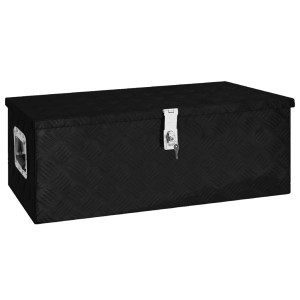 Caja de almacenaje de aluminio negro 80x39x30 cm D