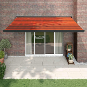 Toldo retráctil aluminio y tela naranja y marrón 4.5x3 m D