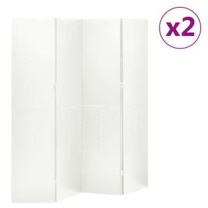 Biombos divisores de 4 paneles 2 uds blanco acero 160x180 cm D