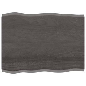 Tablero mesa madera tratada roble borde natural gris 80x60x2 cm D