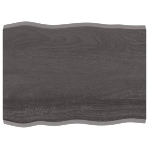 Tablero mesa madera tratada roble borde natural gris 80x60x4 cm D