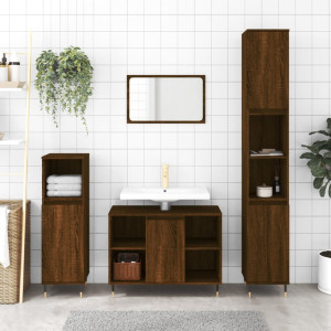 Mueble de baño madera de ingeniería roble marrón 80x33x60 cm D