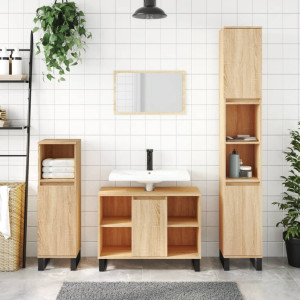 Mueble de baño madera de ingeniería roble Sonoma 80x33x60 cm D