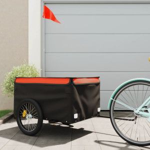 Remolque de carga para bicicleta hierro negro y naranja 45 kg D