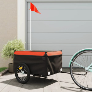 Reboque de carga para bicicletas de ferro preto e laranja 45 kg D